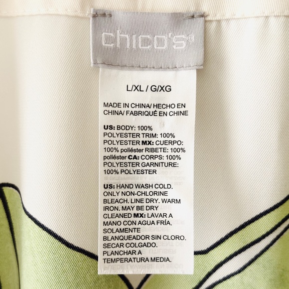 Chicos Crowned Crane Kimono Size L/XL  Buttercream Tropical Coverup Beach Resort - Picture 7 of 8